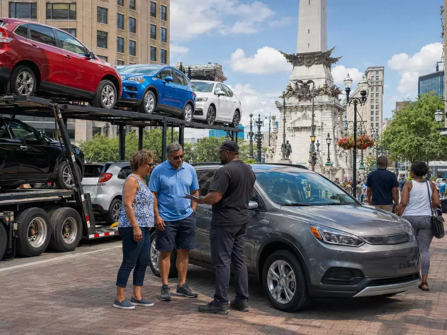 Indiana Auto Transporter delivering to 50 something couple