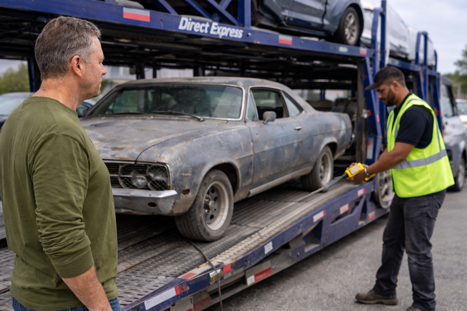 photo of a Non-Running-Classic-car-loading
