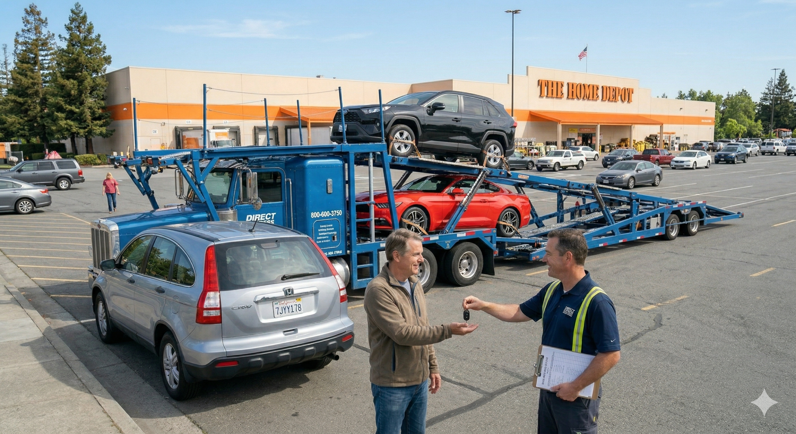photo of a car transporter delivering a door-to-door vehicle