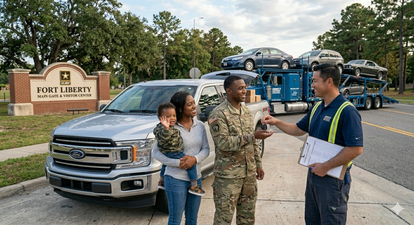 photo of military family shipping their car