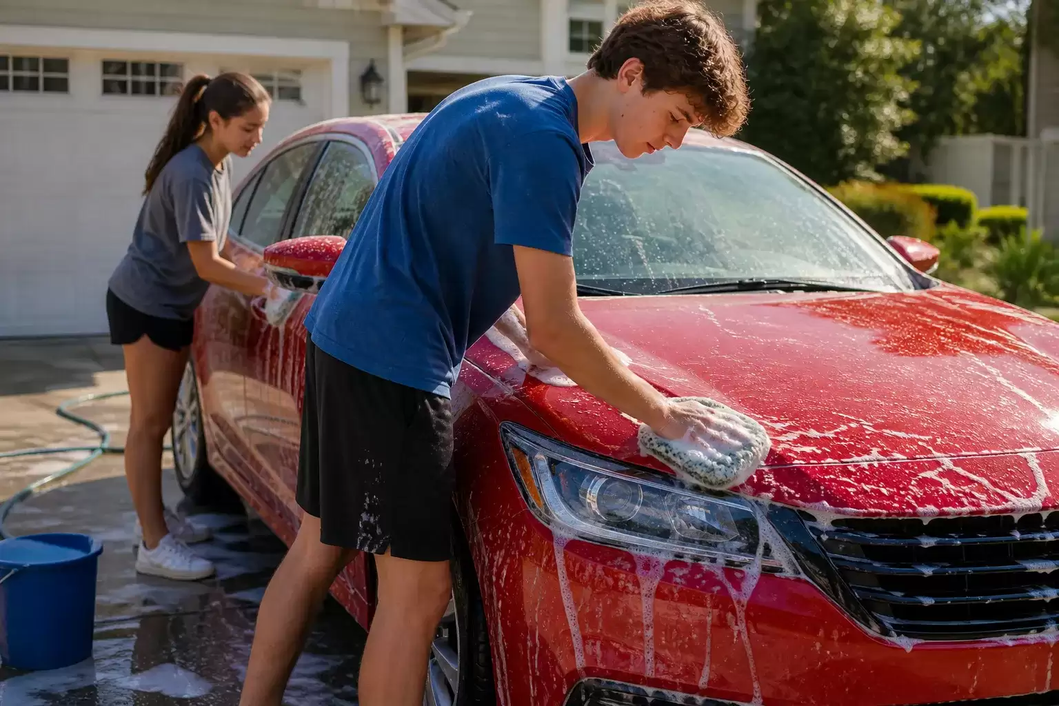 Colorado brother and sister teenagers-car-wash-before-shipping-it