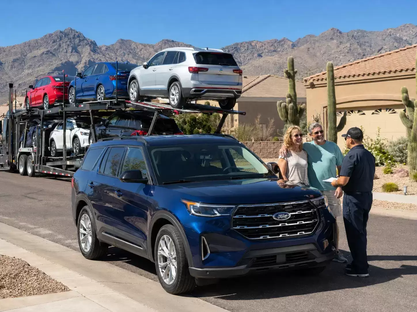 Arizona Vehicle Transporter delivering to 50 something couple