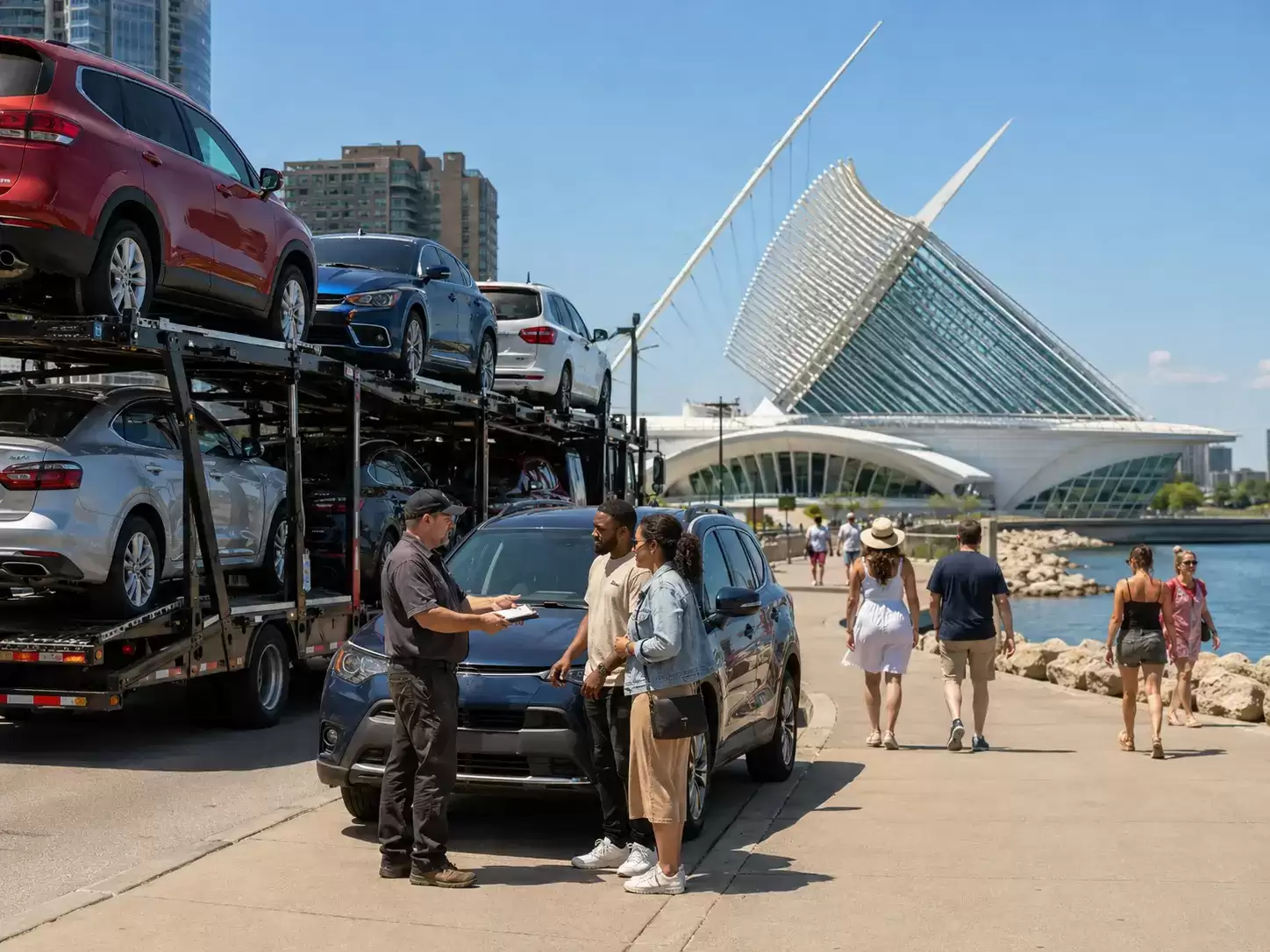 Wisconsin Automobile Transporter delivering to 30 something couple