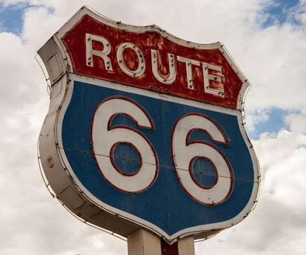 photo of sign route-66-car shipping across country