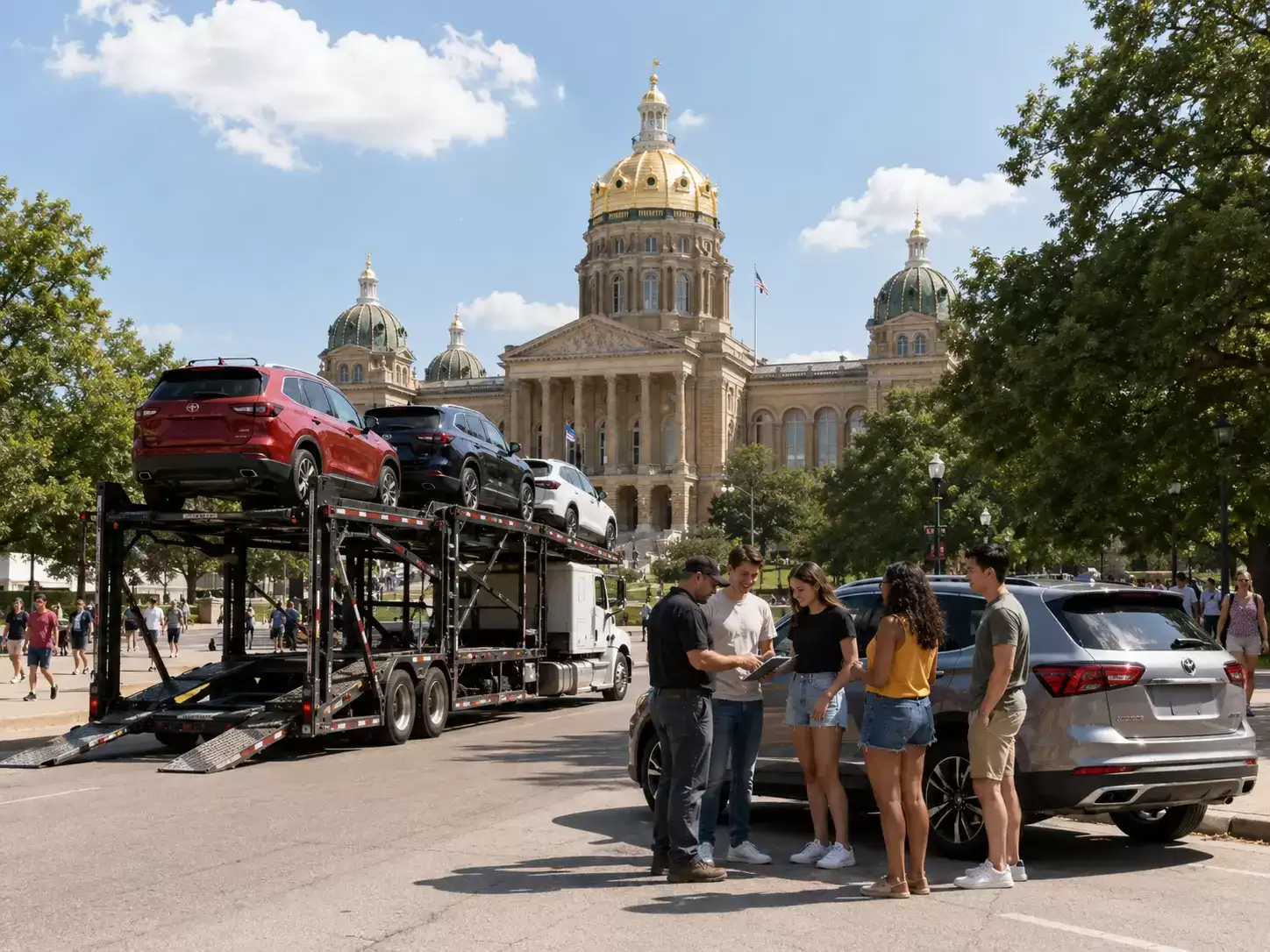 Iowa auto transport driver meeting 20 something customers