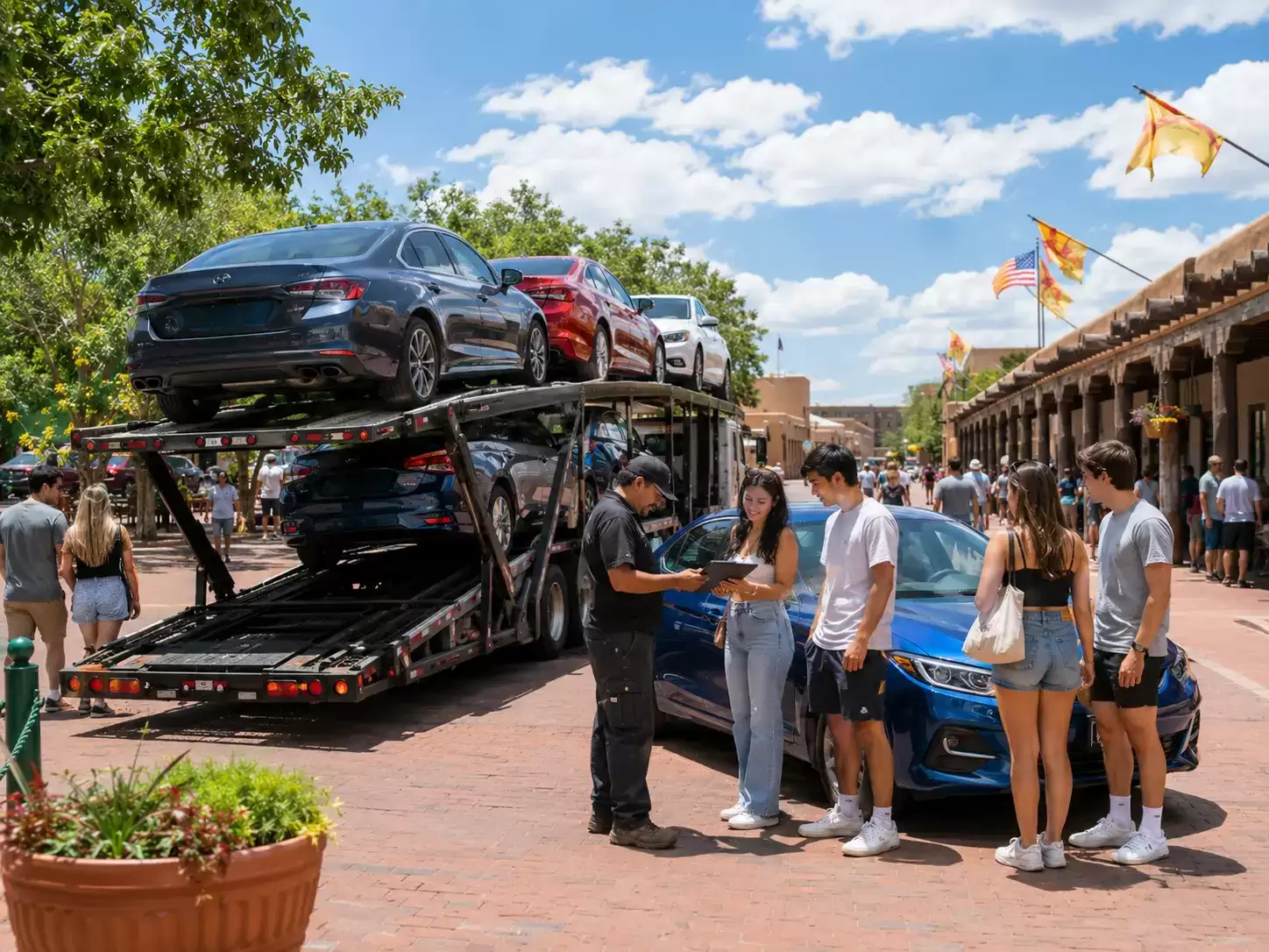 New Mexico auto transport driver meeting 20 something customers