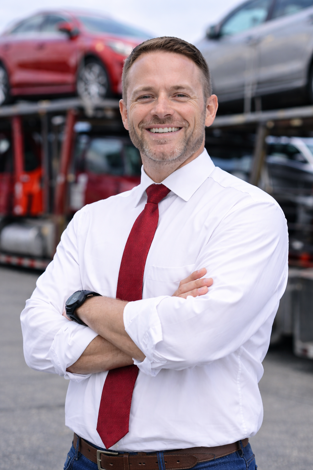 photo of white executive vehicle shipping