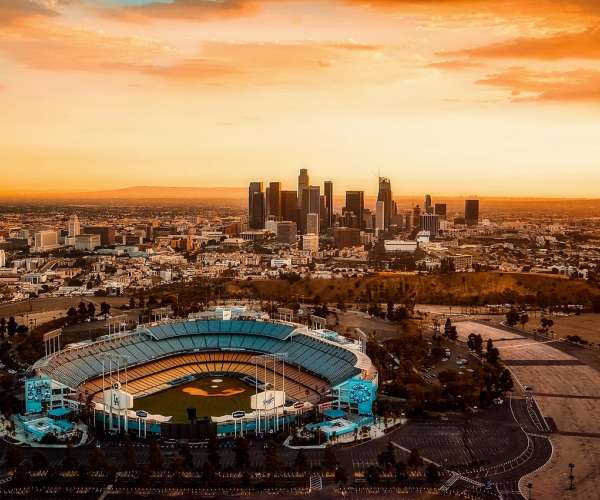 Photo of sunset downtown Los Angeles when to ship a car