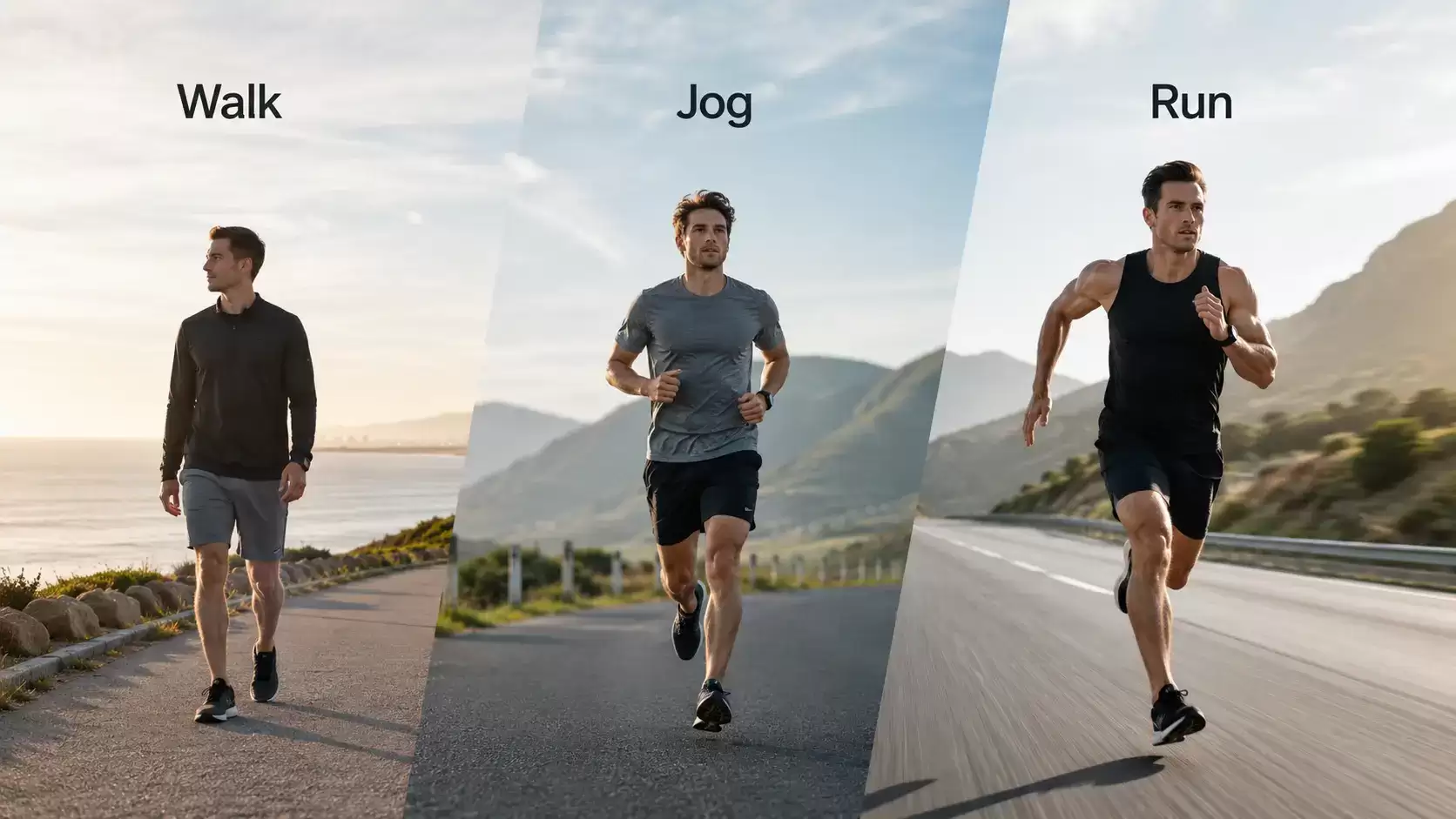 Standard, Expedited, Rush Pricing concept shown as walk - jog - run car shipping service