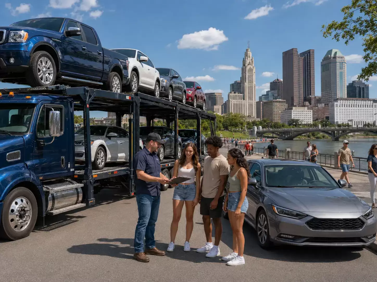 Ohio vehicle transporter delivering to 20 something customers