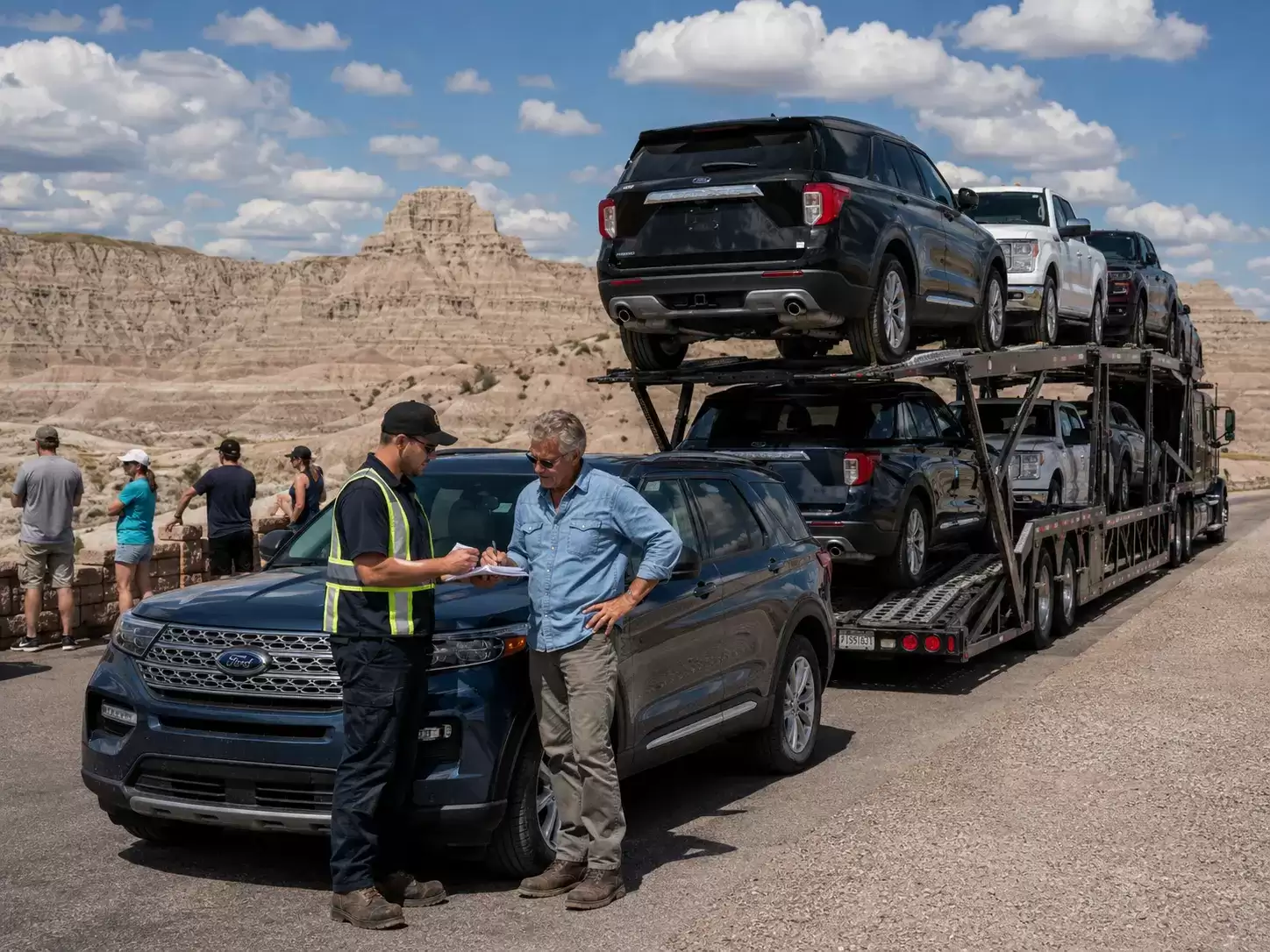 South Dakota vehicle transport truck meeting 60 something customer